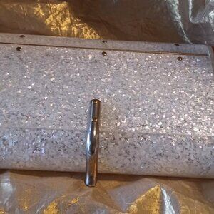 Vintage Sparkling Lucite Wilardy Clutch purse with Goldtone Accent